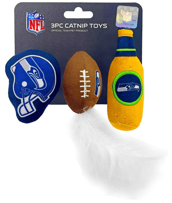 Seattle Seahawks 3 pc Cat Nip Toy Set Pets First