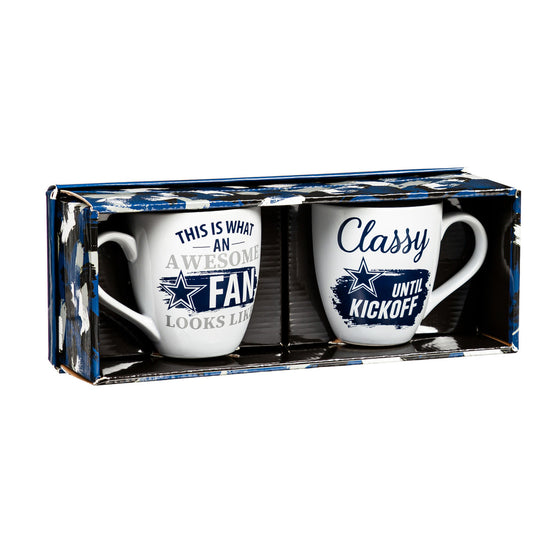 Dallas Cowboys Coffee Mug 17oz Ceramic 2 Piece Set with Gift Box - 757 Sports Collectibles