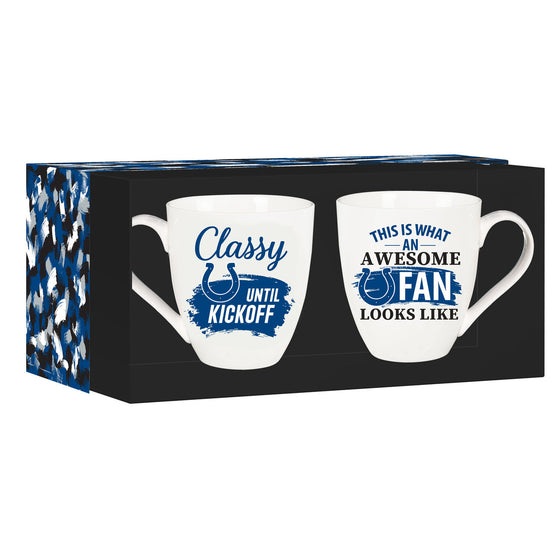 Indianapolis Colts Coffee Mug 17oz Ceramic 2 Piece Set with Gift Box - 757 Sports Collectibles