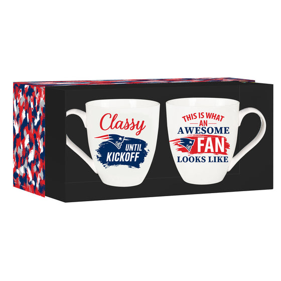New England Patriots Coffee Mug 17oz Ceramic 2 Piece Set with Gift Box - 757 Sports Collectibles