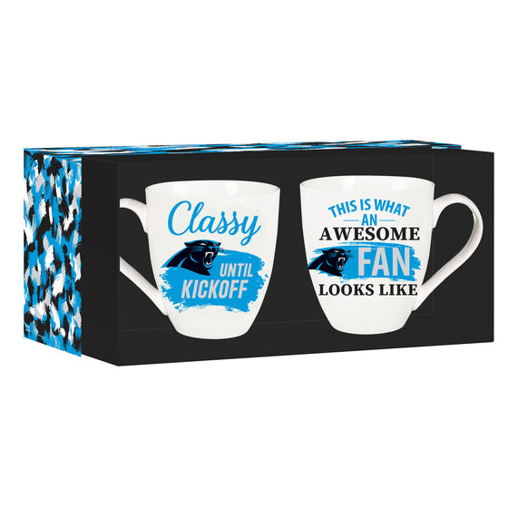 Carolina Panthers Coffee Mug 17oz Ceramic 2 Piece Set with Gift Box - 757 Sports Collectibles