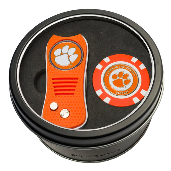 Clemson Tigers Tin Set - Switchfix, Golf Chip - 757 Sports Collectibles