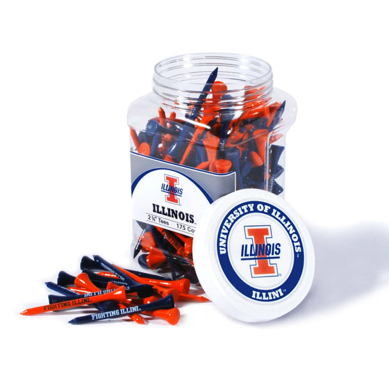 Illinois Fighting Illini Jar Of 175 Golf Tees - 757 Sports Collectibles