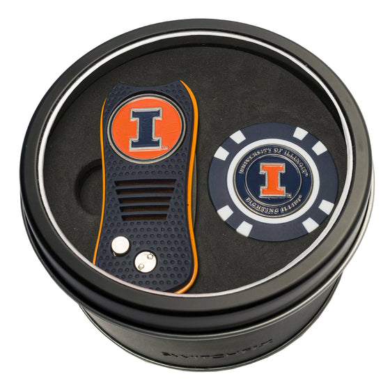 Illinois Fighting Illini Tin Set - Switchfix, Golf Chip - 757 Sports Collectibles