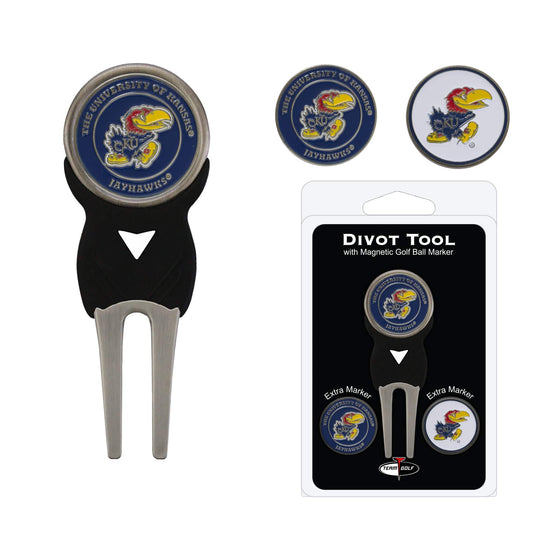 Kansas Jayhawks Divot Tool Pack With 3 Golf Ball Markers - 757 Sports Collectibles