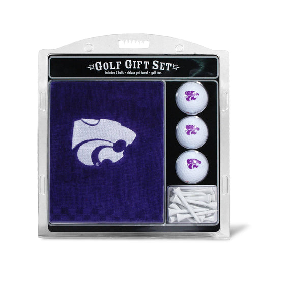 Kansas State Wildcats Embroidered Golf Towel, 3 Golf Ball, And Golf Tee Set - 757 Sports Collectibles