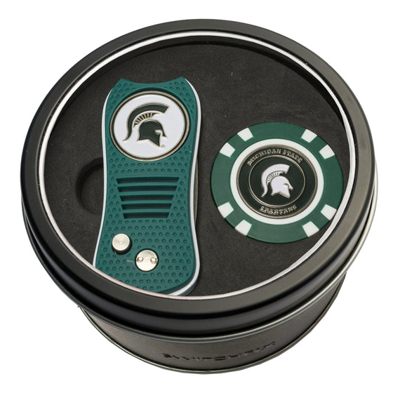 Michigan State Spartans Tin Set - Switchfix, Golf Chip - 757 Sports Collectibles