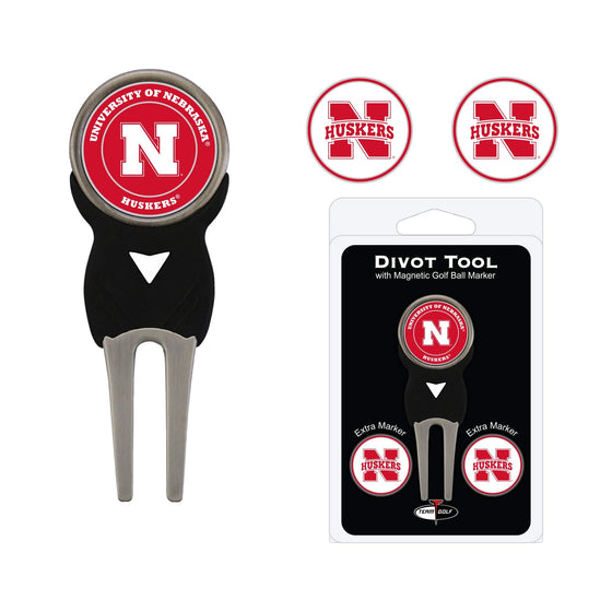 Nebraska Cornhuskers Divot Tool Pack With 3 Golf Ball Markers - 757 Sports Collectibles