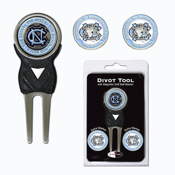 North Carolina Tar Heels Divot Tool Pack With 3 Golf Ball Markers - 757 Sports Collectibles