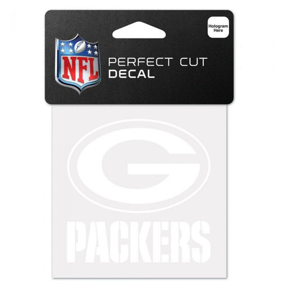 GREEN BAY PACKERS PERFECT CUT WHITE DECAL 4" X 4"