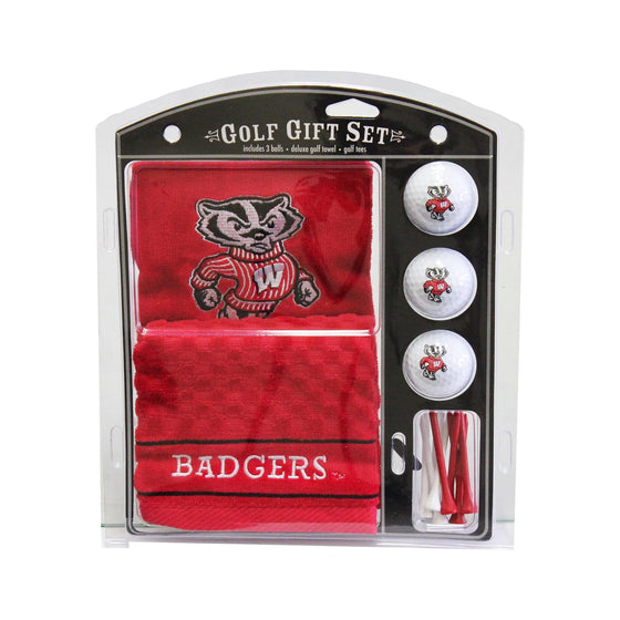 Wisconsin Badgers Embroidered Golf Towel, 3 Golf Ball, And Golf Tee Set - 757 Sports Collectibles
