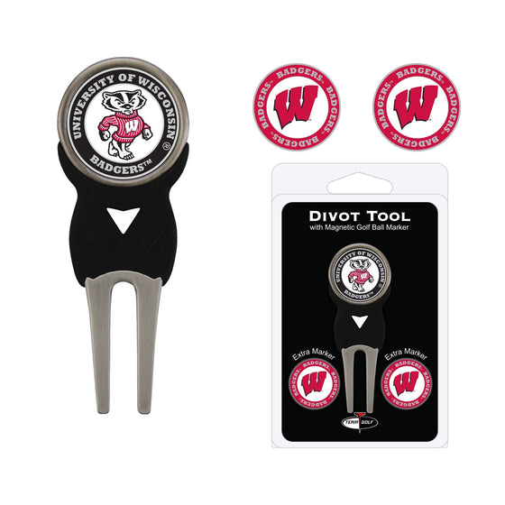 Wisconsin Badgers Divot Tool Pack With 3 Golf Ball Markers - 757 Sports Collectibles