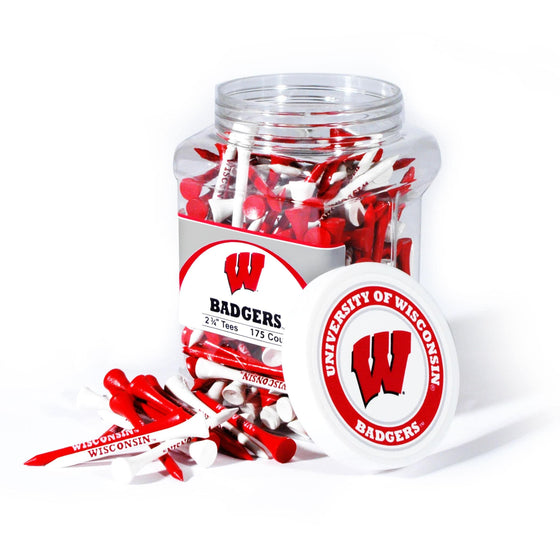 Wisconsin Badgers Jar Of 175 Golf Tees - 757 Sports Collectibles