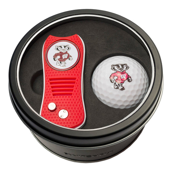 Wisconsin Badgers Tin Set - Switchfix, Golf Ball - 757 Sports Collectibles