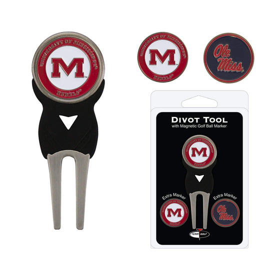 Ole Miss Rebels Divot Tool Pack With 3 Golf Ball Markers - 757 Sports Collectibles