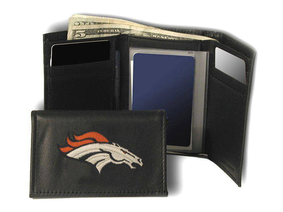 Denver Broncos Embroidered Leather Tri-Fold Wallet (CDG) - 757 Sports Collectibles
