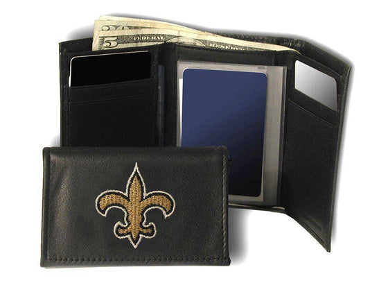 New Orleans Saints Embroidered Leather Tri-Fold Wallet (CDG) - 757 Sports Collectibles