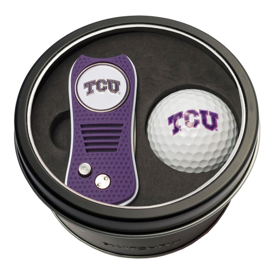 TCU Horned Frogs Tin Set - Switchfix, Golf Ball - 757 Sports Collectibles