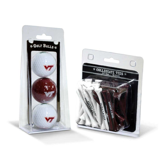 Virginia Tech Hokies 3 Golf Balls And 50 Golf Tees - 757 Sports Collectibles