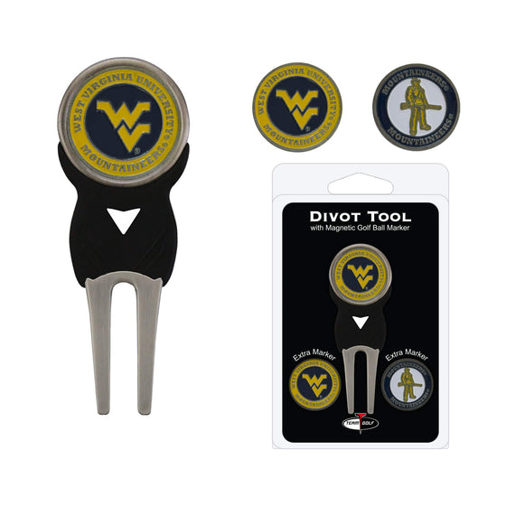 West Virginia Mountaineers Divot Tool Pack With 3 Golf Ball Markers - 757 Sports Collectibles
