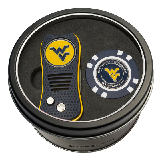 West Virginia Mountaineers Tin Set - Switchfix, Golf Chip - 757 Sports Collectibles