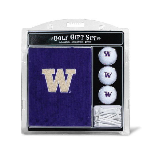 Washington Huskies Embroidered Golf Towel, 3 Golf Ball, And Golf Tee Set - 757 Sports Collectibles