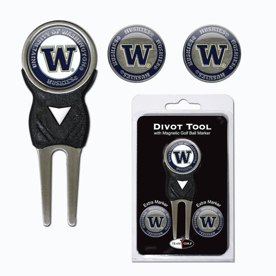 Washington Huskies Divot Tool Pack With 3 Golf Ball Markers - 757 Sports Collectibles