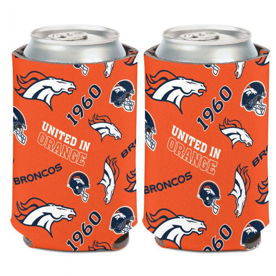 DENVER BRONCOS SCATTERPRINT CAN COOLER 12 OZ.