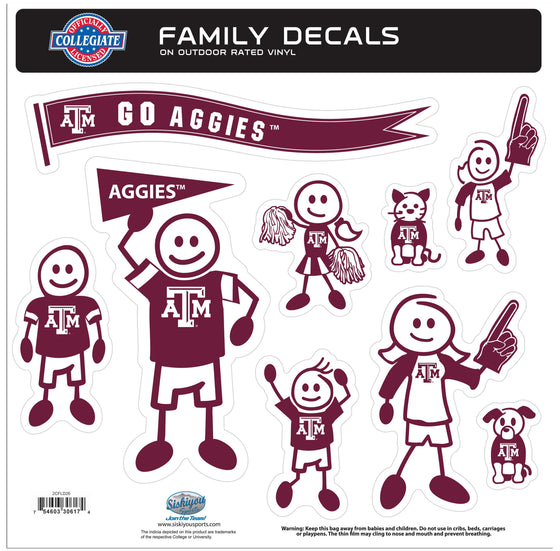 Texas A & M Aggies Family Decal Set Large (SSKG) - 757 Sports Collectibles