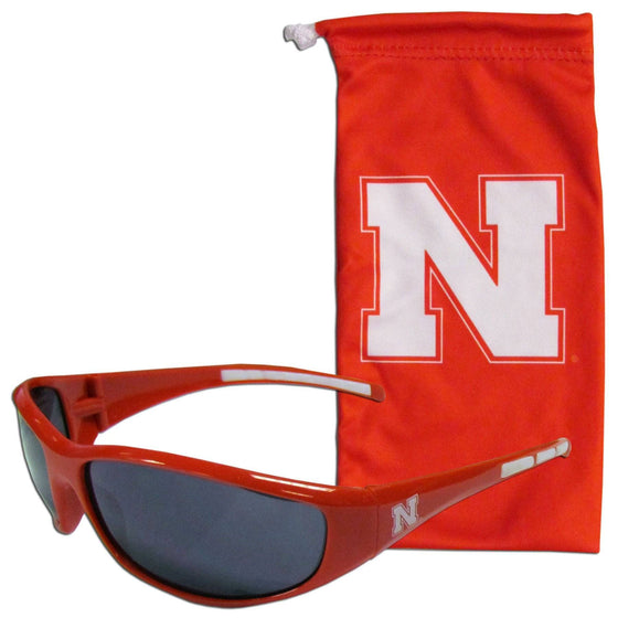 Nebraska Cornhuskers Sunglass and Bag Set (SSKG) - 757 Sports Collectibles