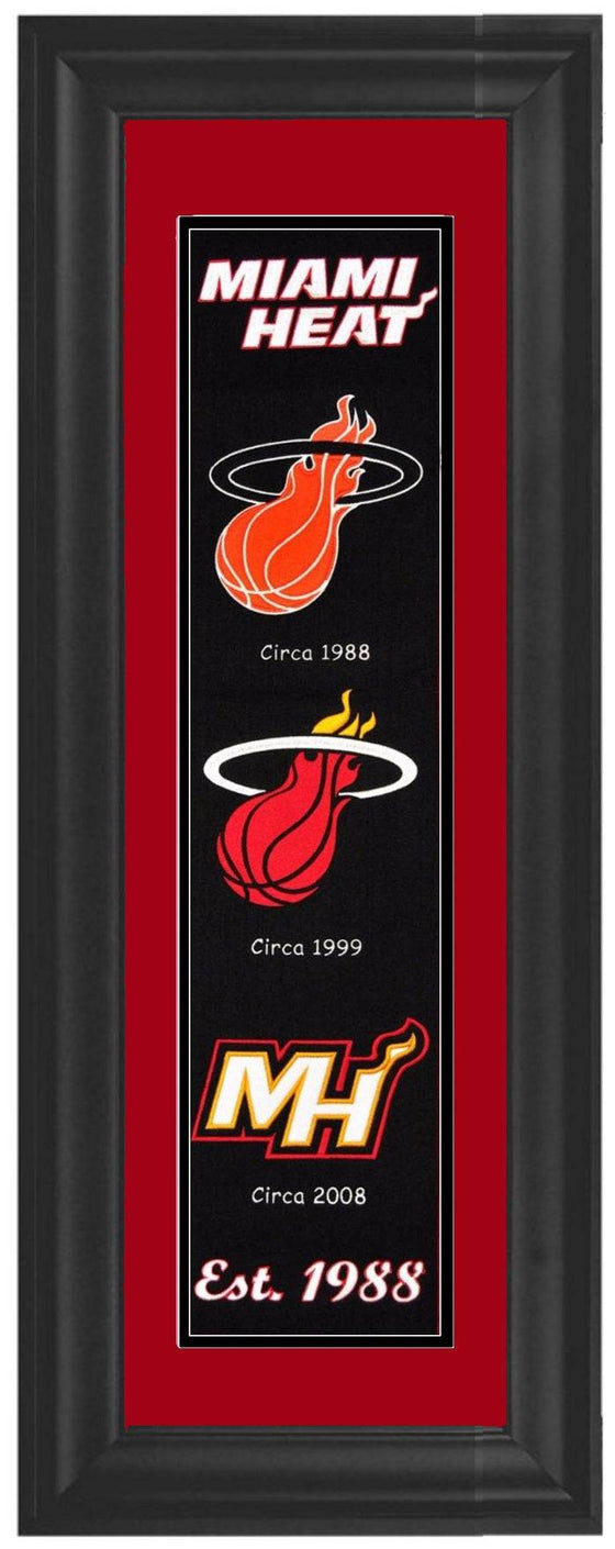 Miami Heat Framed Heritage Banner 12x34 - 757 Sports Collectibles