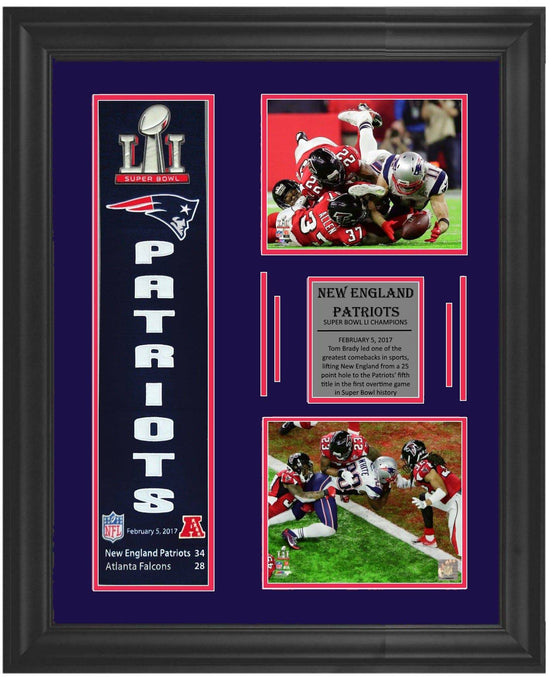 New England Patriots Deluxe Framed Super Bowl 51 LI Heritage Banner 24x35 - 757 Sports Collectibles