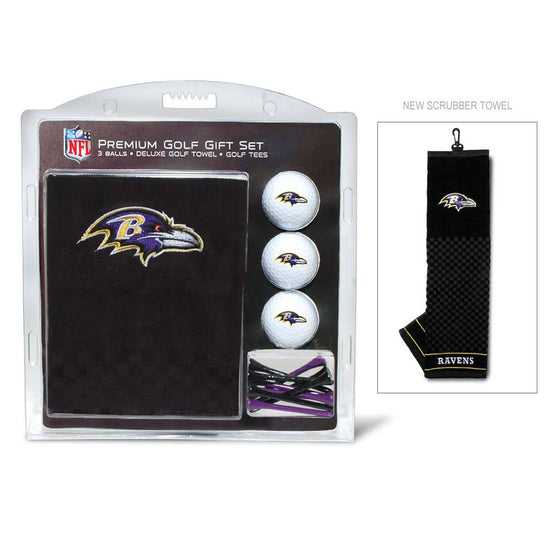 Baltimore Ravens Embroidered Golf Towel, 3 Golf Ball, And Golf Tee Set - 757 Sports Collectibles