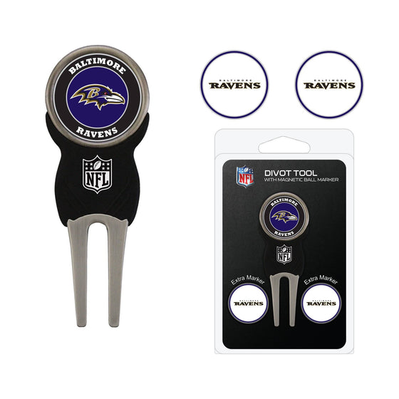 Baltimore Ravens Divot Tool Pack With 3 Golf Ball Markers - 757 Sports Collectibles