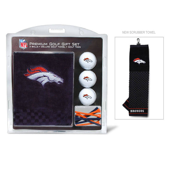 Denver Broncos Embroidered Golf Towel, 3 Golf Ball, And Golf Tee Set - 757 Sports Collectibles