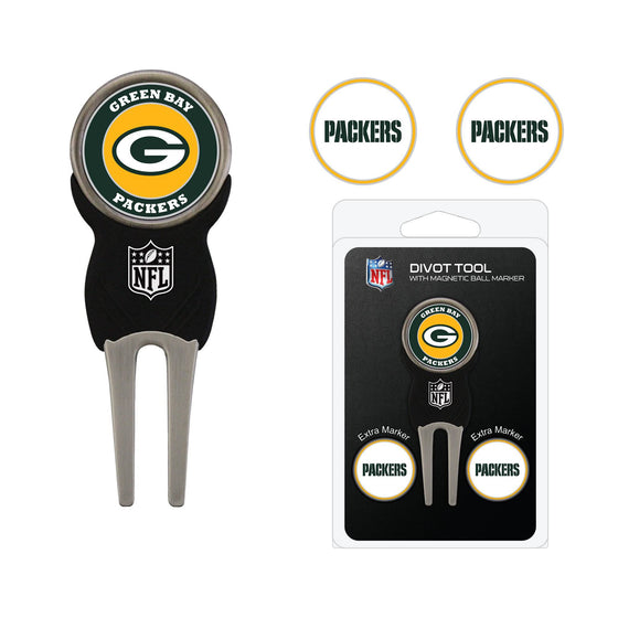 Green Bay Packers Divot Tool Pack With 3 Golf Ball Markers - 757 Sports Collectibles