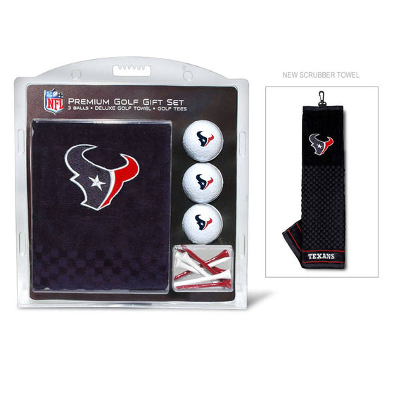 Houston Texans Embroidered Golf Towel, 3 Golf Ball, And Golf Tee Set - 757 Sports Collectibles