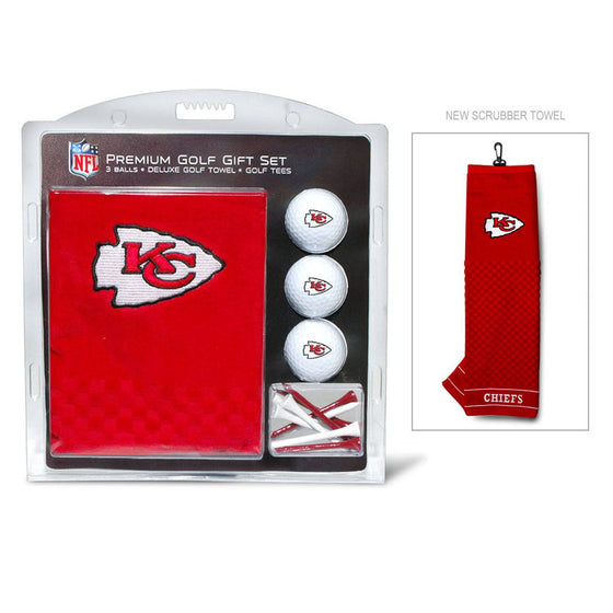 Kansas City Chiefs Embroidered Golf Towel, 3 Golf Ball, And Golf Tee Set - 757 Sports Collectibles