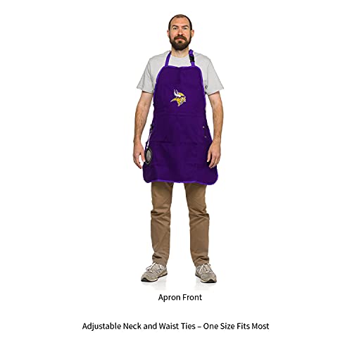 Team Sports America NFL Minnesota Vikings Ultimate Grilling Apron Durable Cotton with Beverage Opener and Multi Tool For Football Fans Fathers Day and More - 757 Sports Collectibles