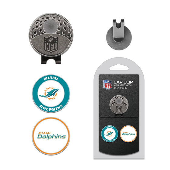 Miami Dolphins Cap Clip With 2 Golf Ball Markers - 757 Sports Collectibles