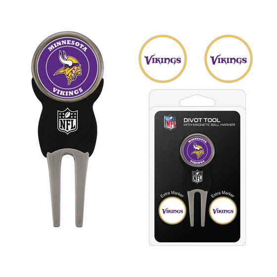 Minnesota Vikings Divot Tool Pack With 3 Golf Ball Markers - 757 Sports Collectibles