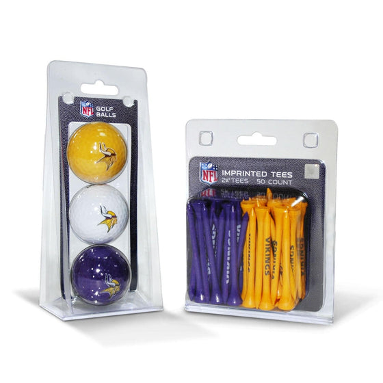 Minnesota Vikings 3 Golf Balls And 50 Golf Tees - 757 Sports Collectibles