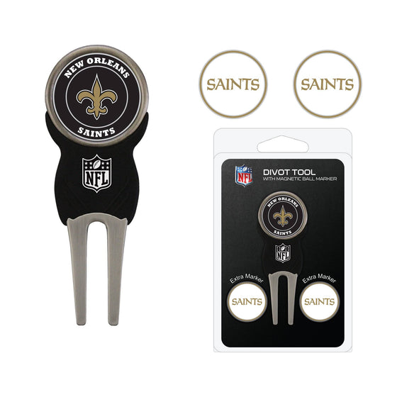 New Orleans Saints Divot Tool Pack With 3 Golf Ball Markers - 757 Sports Collectibles