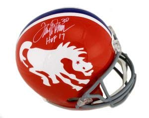 Terrell Davis Autographed/Signed Denver Riddell Throwback Full Size Orange Helmet With"HOF 17" Inscription - 757 Sports Collectibles