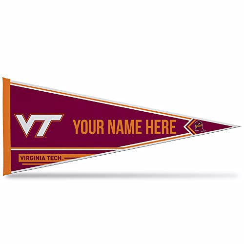 Rico Industries NCAA Virginia Tech Hokies Personalized - Custom 12" x 30" Soft Felt Pennant - EZ to Hang - 757 Sports Collectibles