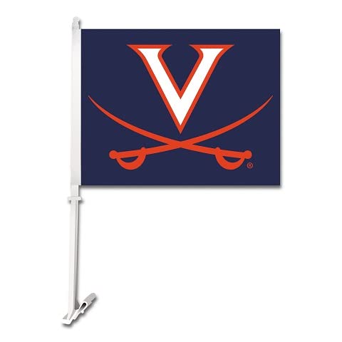 BSI PRODUCTS, INC. - Virginia Cavaliers 11”x14” Car Flag with Pole for Attaching to Vehicle Window - UVA Football, Basketball, and Baseball Pride - Durable for Outdoors - Great Fan Gift - Virginia - 757 Sports Collectibles