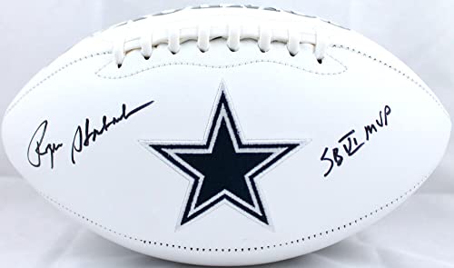 Roger Staubach Autographed Dallas Cowboys Logo Football w/SB MVP-Beckett W Hologram Black - 757 Sports Collectibles