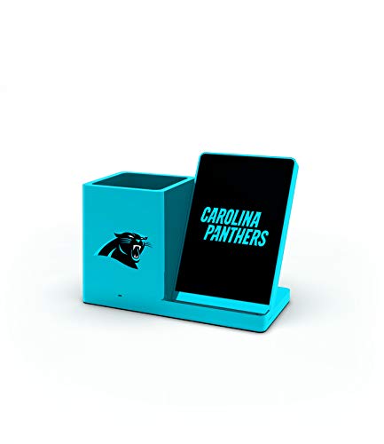 NFL Carolina Panthers Wireless Charger and Desktop Organizer, Team Color - 757 Sports Collectibles
