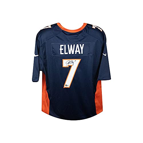 John Elway Autographed Denver Broncos Nike Navy Football Jersey - BAS COA - 757 Sports Collectibles
