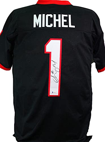 Sony Michel Autographed Black College Style Jersey - Beckett W Black - 757 Sports Collectibles